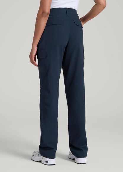 American Tall Women Straight Leg Cargo Chino Pants for Tall Women in Navy