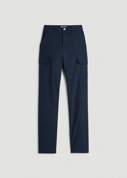 American Tall Women Straight Leg Cargo Chino Pants for Tall Women in Navy