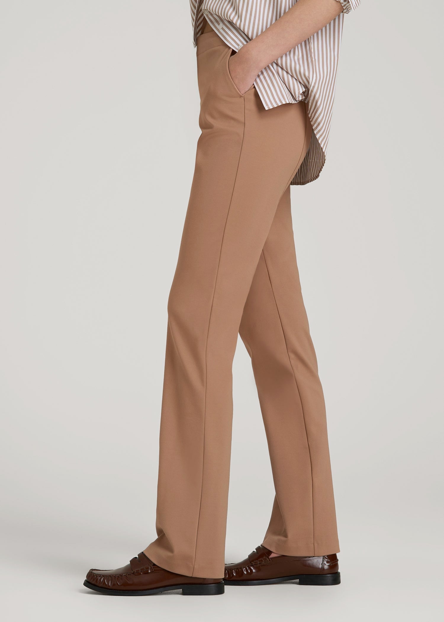 American Tall Women Freedom Flex Straight Leg Dress Pants for Tall Women in Woodsmoke
