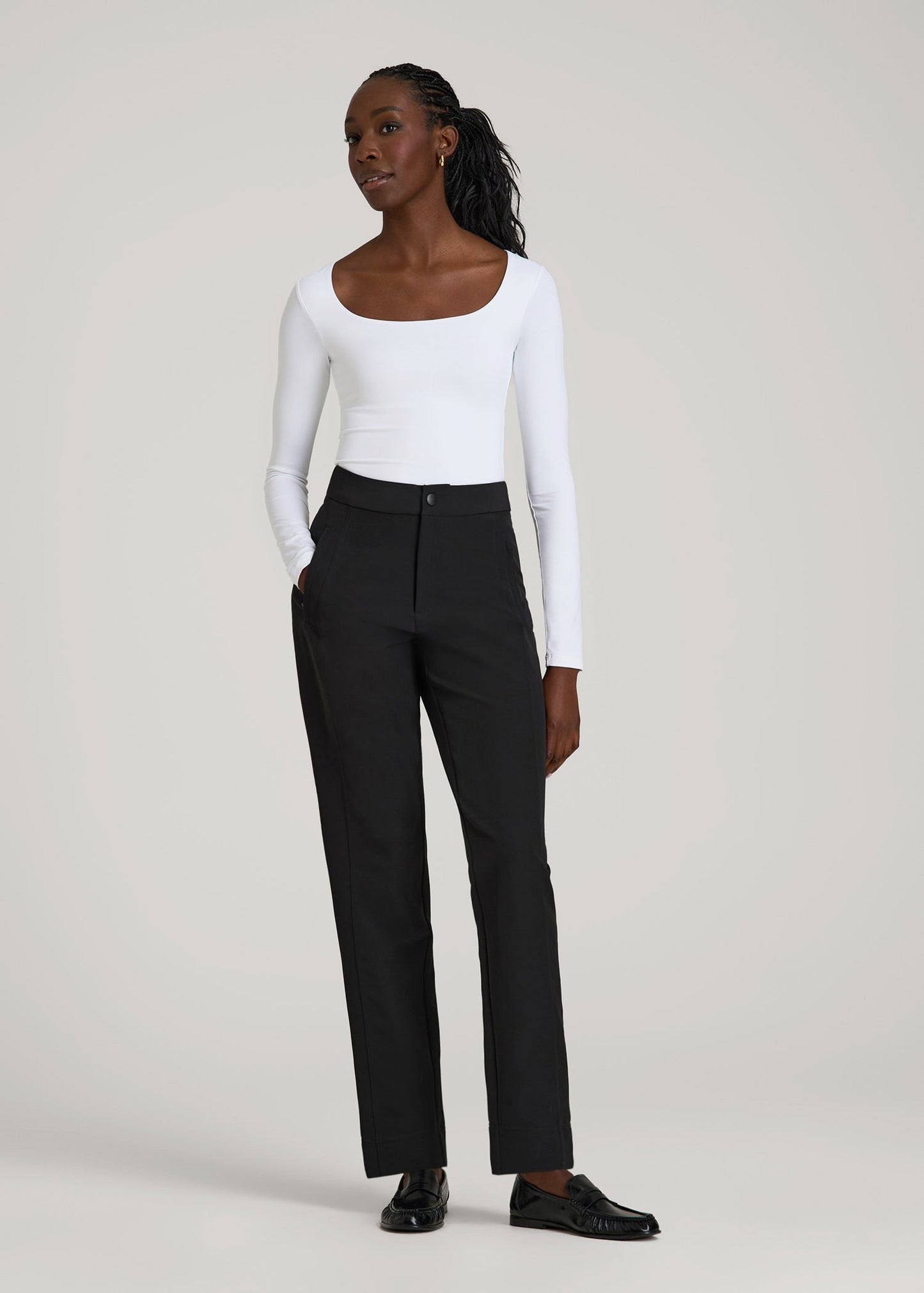 American Tall Women Traveler Tapered Fit Pant for Tall Women in Black