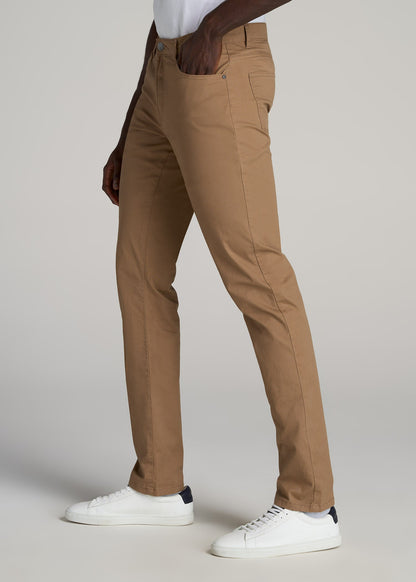 American Tall Men Carman TAPERED Fit Five Pocket Pants for Tall Men in Russet Brown