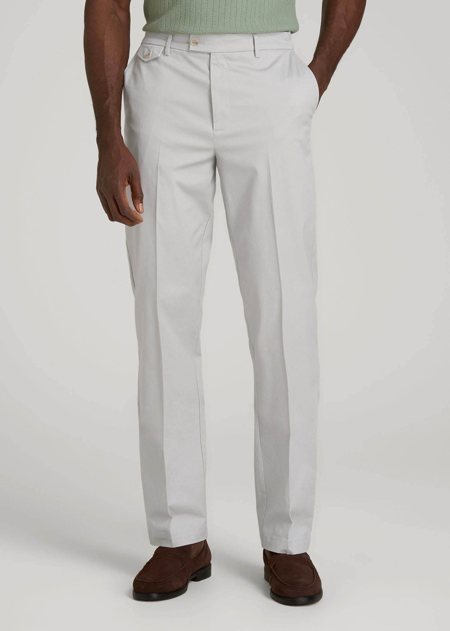 American Tall Men Refined Chinos for Tall Men in Grey Sand