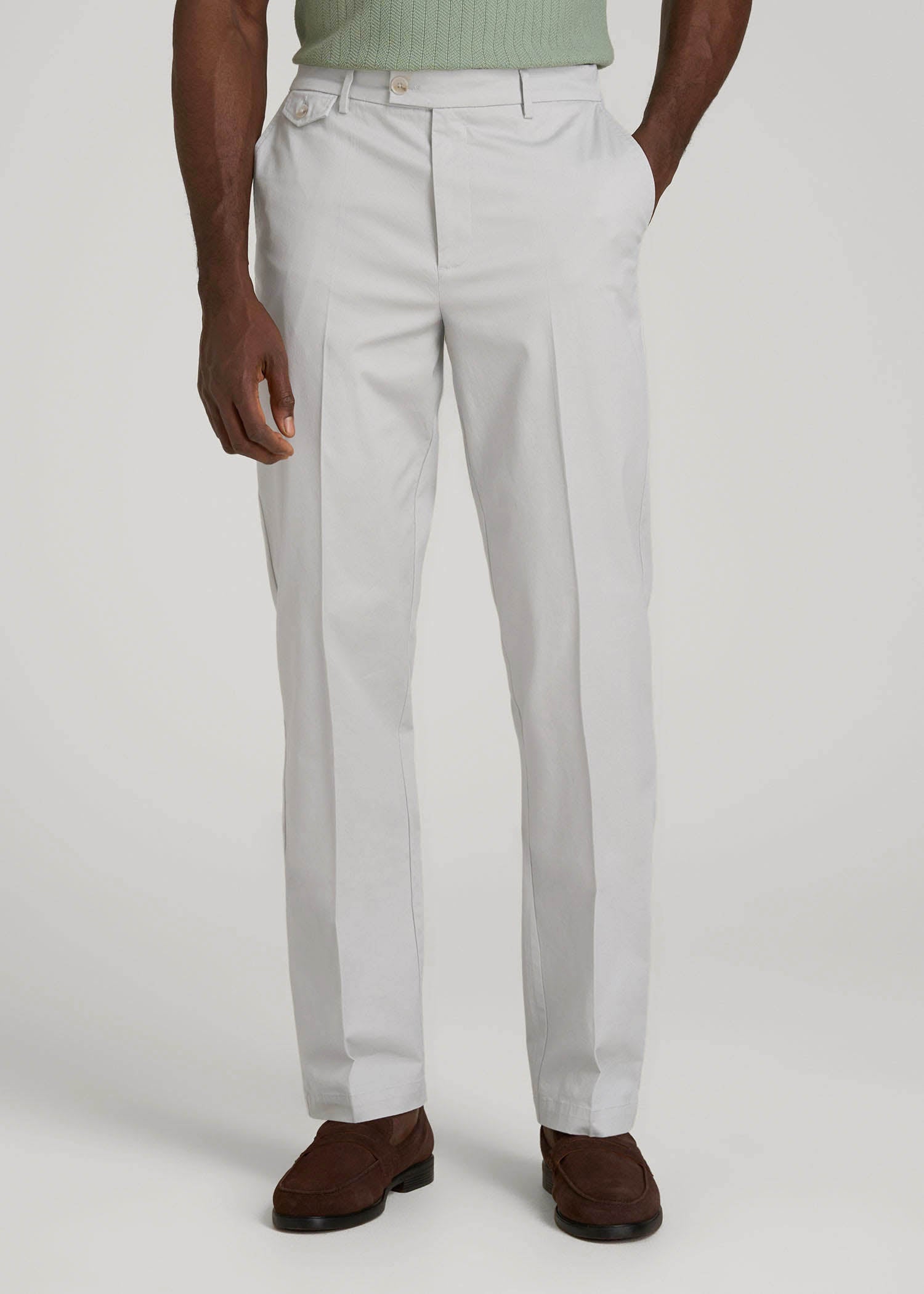 American Tall Men Refined Chinos for Tall Men in Grey Sand