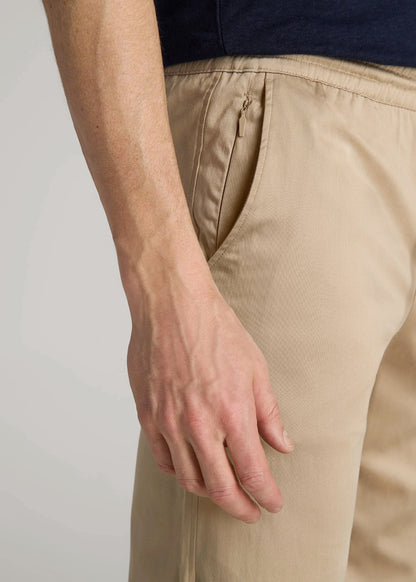 American Tall Men Stretch Twill Jogger Pants for Tall Men in Desert Khaki