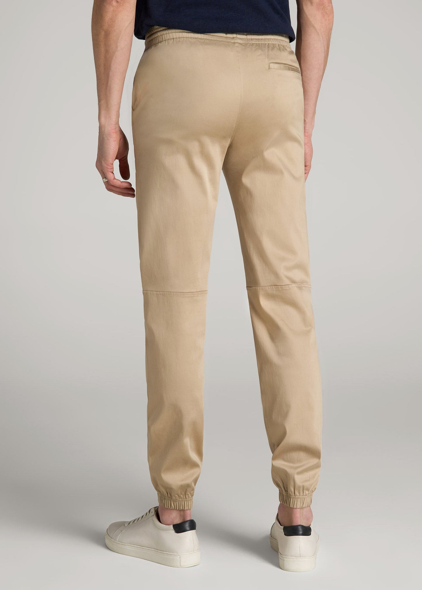 American Tall Men Stretch Twill Jogger Pants for Tall Men in Desert Khaki