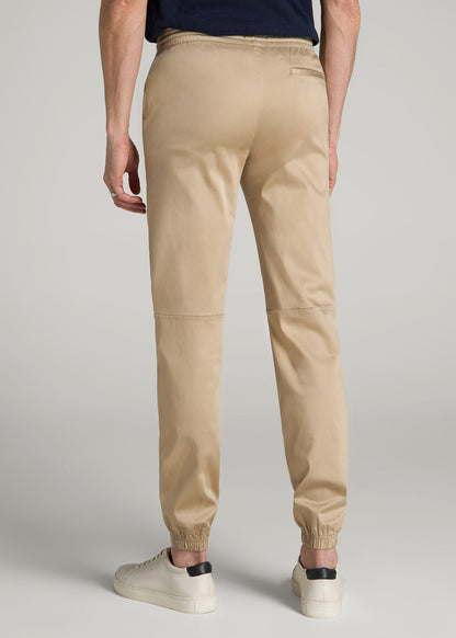 American Tall Men Stretch Twill Jogger Pants for Tall Men in Desert Khaki