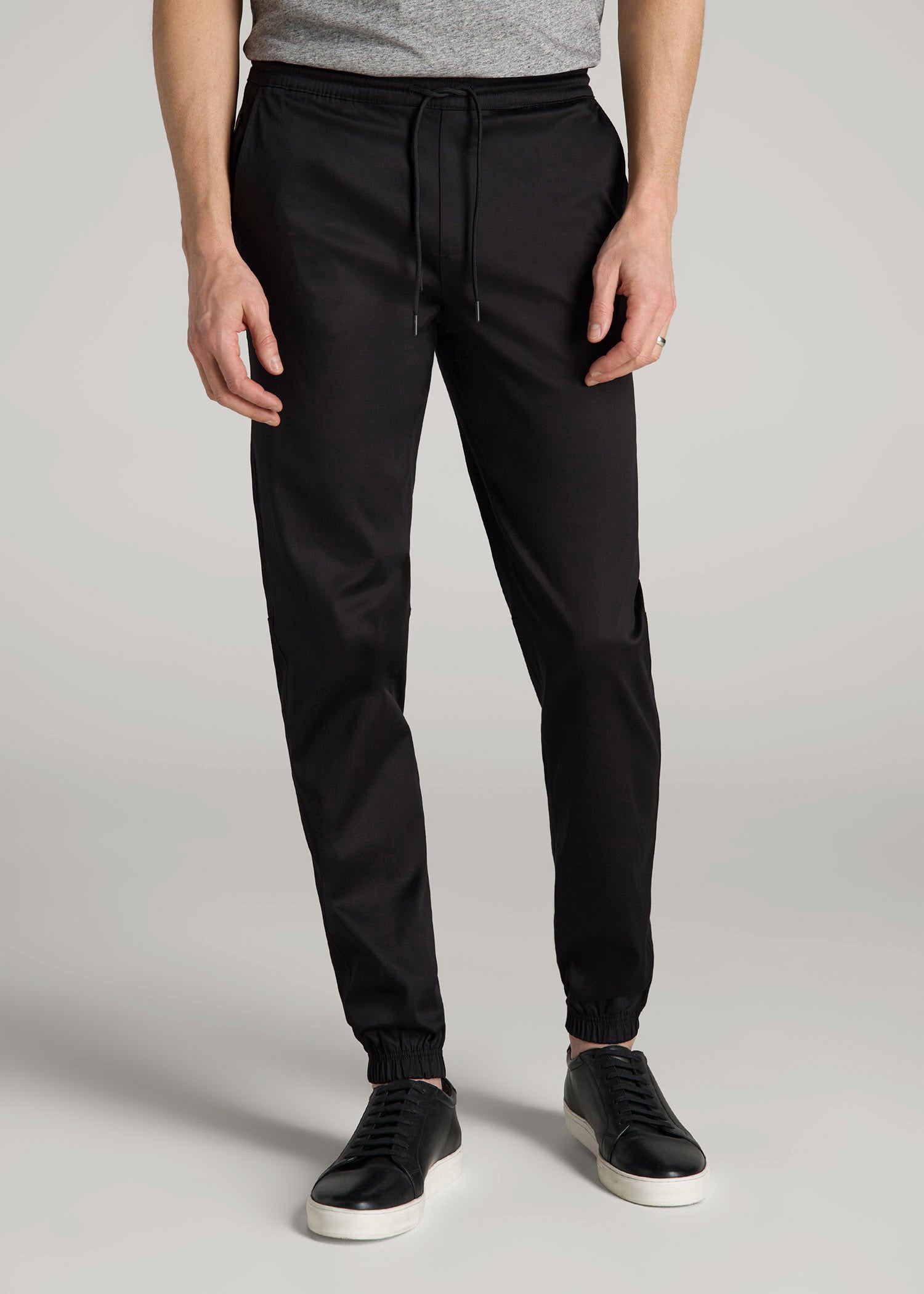 American Tall Men Stretch Twill Jogger Pants for Tall Men in Black