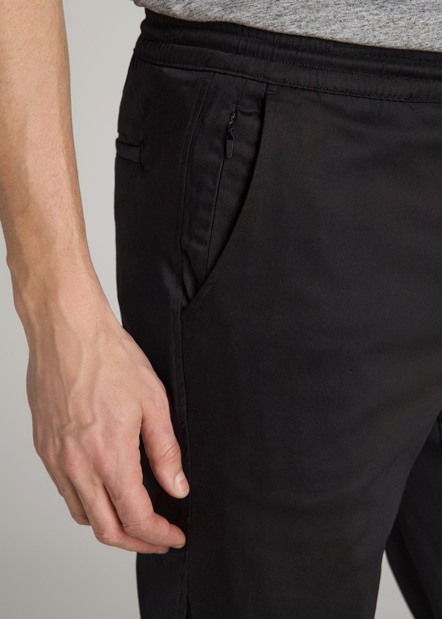 American Tall Men Stretch Twill Jogger Pants for Tall Men in Black