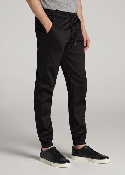 American Tall Men Stretch Twill Jogger Pants for Tall Men in Black