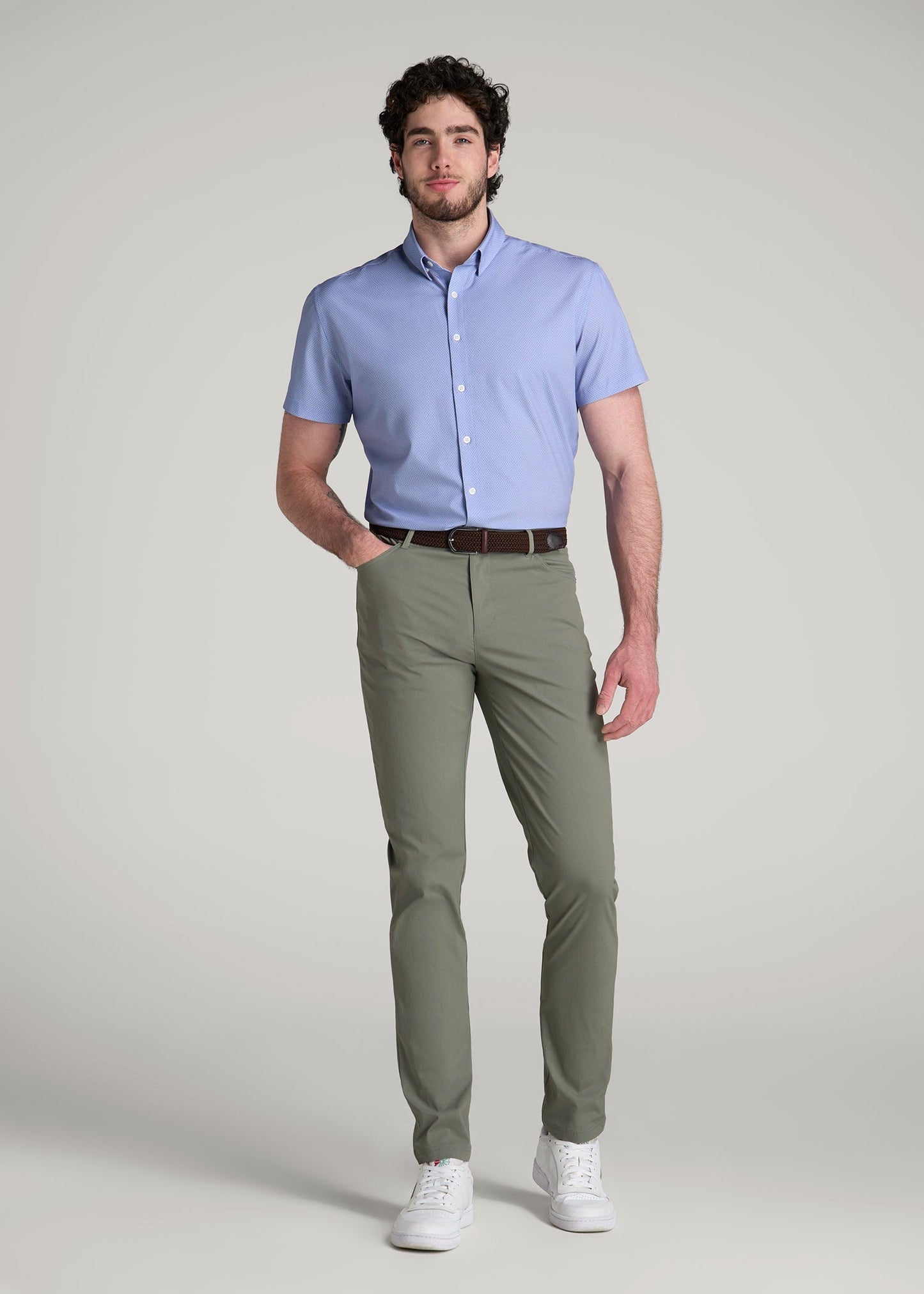 American Tall Men TAPERED-FIT Traveler Pants for Tall Men in Wreath Green