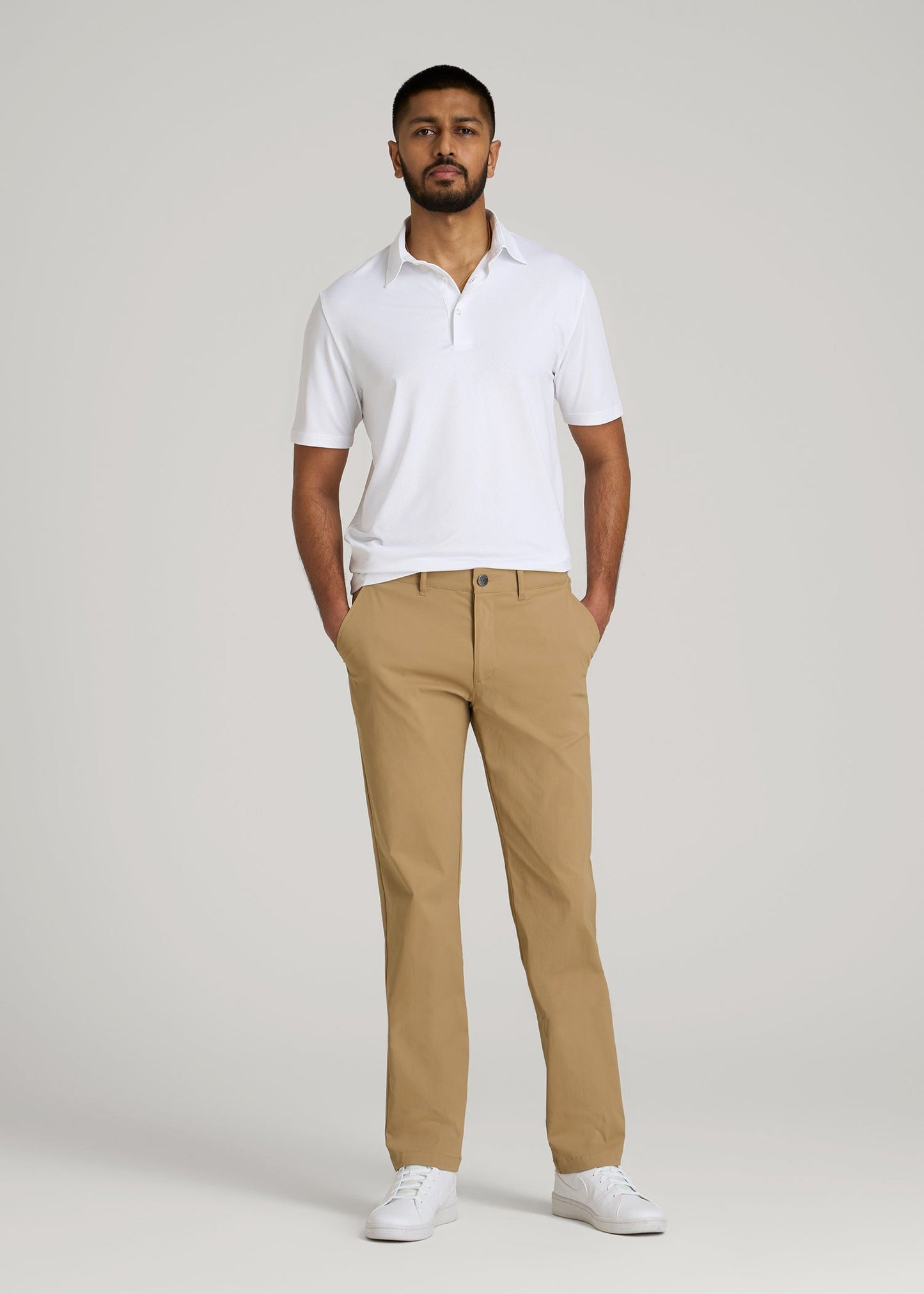 American Tall Men TAPERED FIT Traveler Chino Pants for Tall Men in Tannin