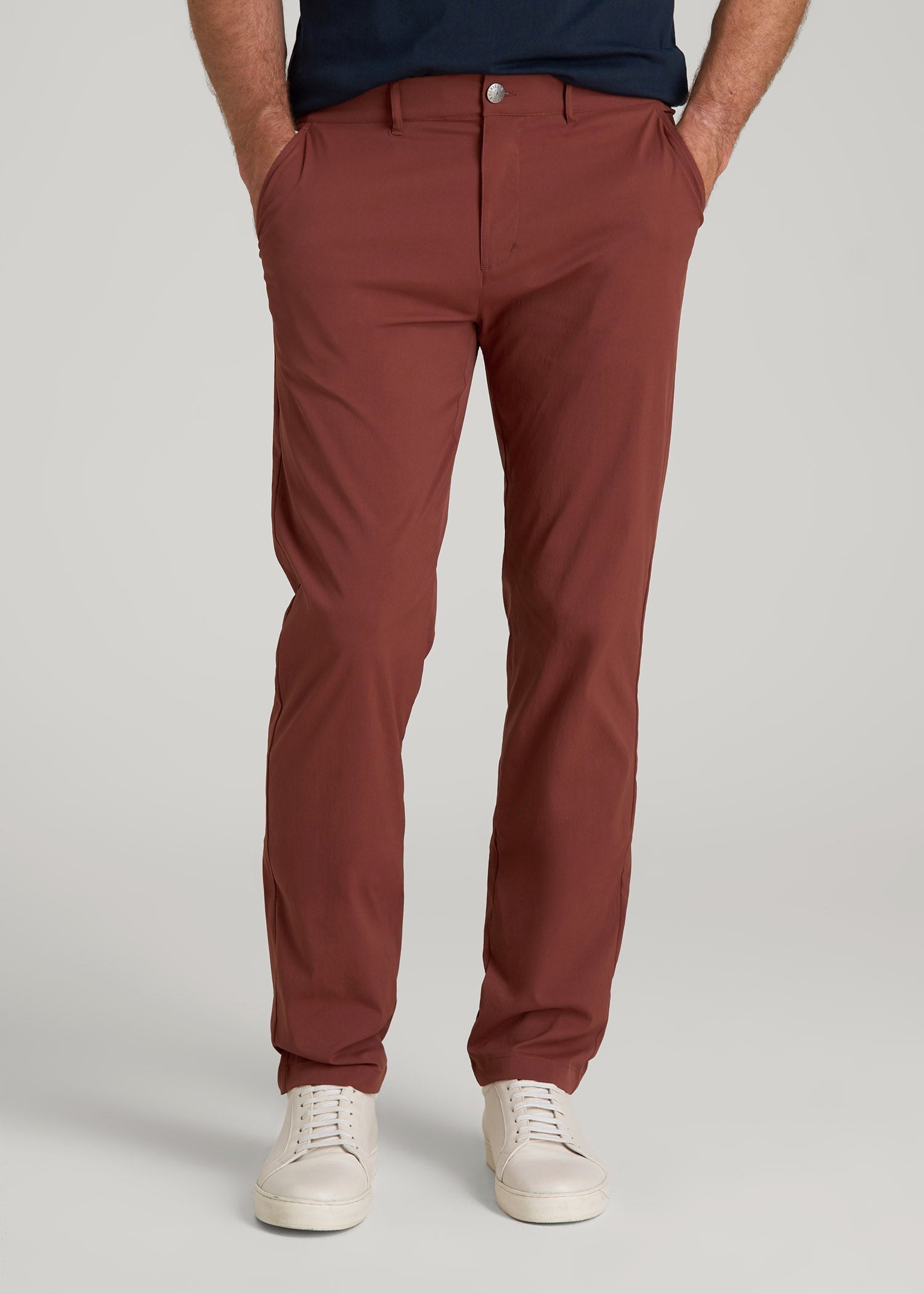 American Tall Men TAPERED FIT Traveler Chino Pants for Tall Men in Intense Rust