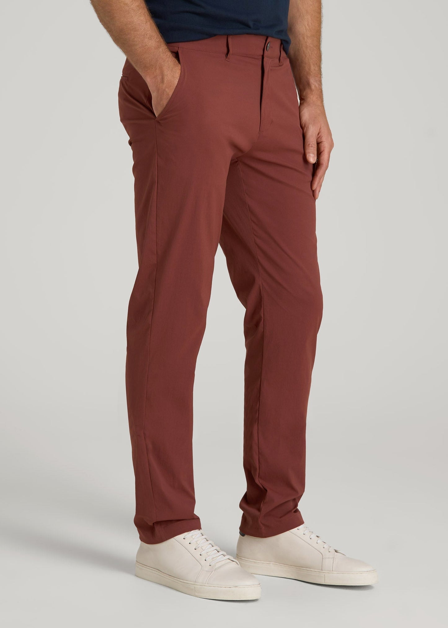 American Tall Men TAPERED FIT Traveler Chino Pants for Tall Men in Intense Rust