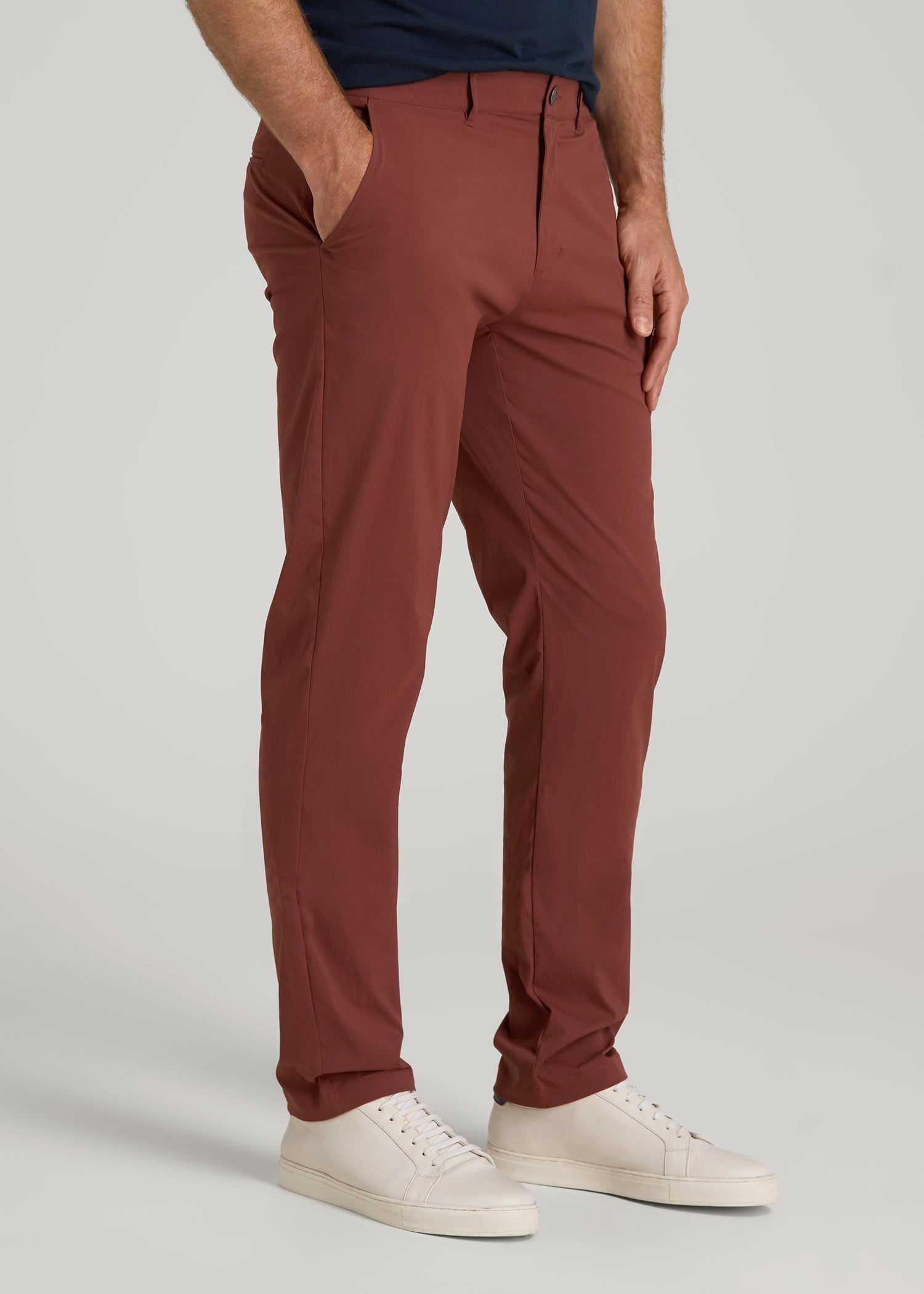 American Tall Men TAPERED FIT Traveler Chino Pants for Tall Men in Intense Rust