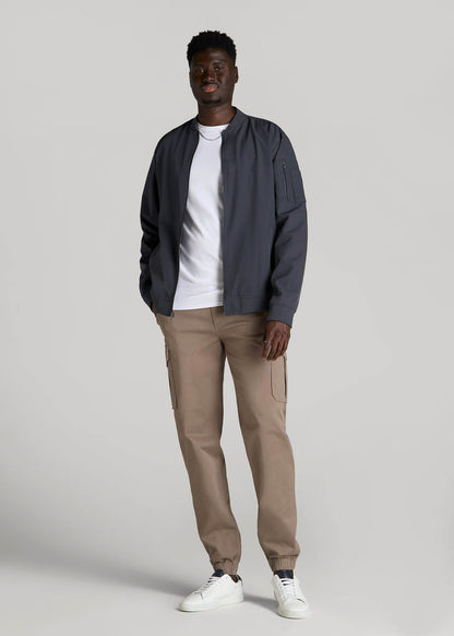 American Tall Men TAPERED-FIT Stretch Cotton Cargo Jogger Pants for Tall Men in Dark Sand