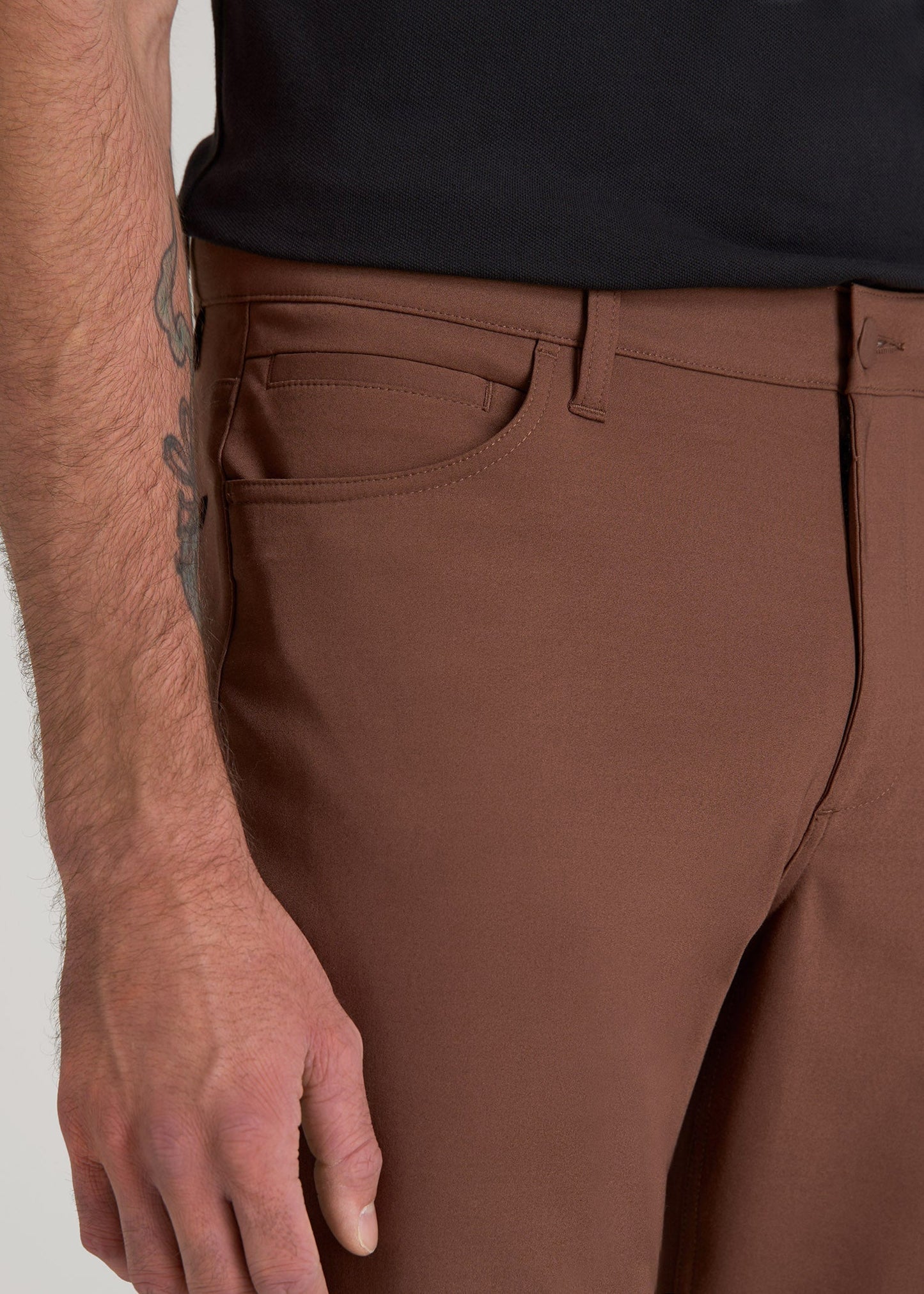 American Tall Men 365 Stretch 5-Pocket TAPERED Pants for Tall Men in Otter Brown