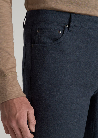 American Tall Men TAPERED-FIT Stretch Flannel 5 Pocket Pants for Tall Men in Dark Indigo Mix
