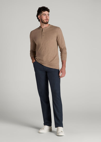 American Tall Men TAPERED-FIT Stretch Flannel 5 Pocket Pants for Tall Men in Dark Indigo Mix