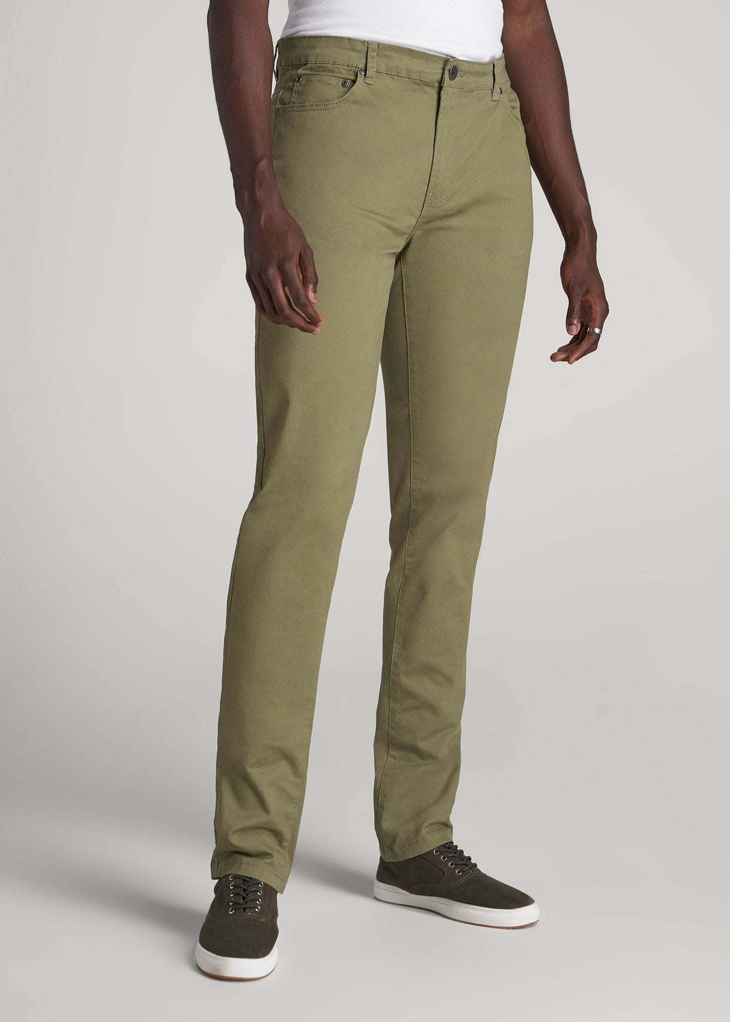 American Tall Men Dylan Slim Fit Five-Pocket Pants For Tall Men in Fatigue Green
