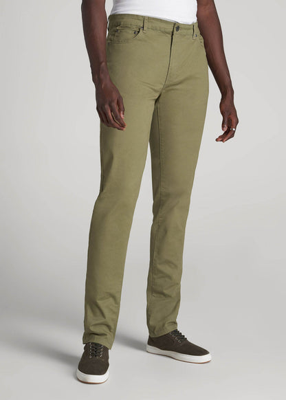 American Tall Men Dylan Slim Fit Five-Pocket Pants For Tall Men in Fatigue Green
