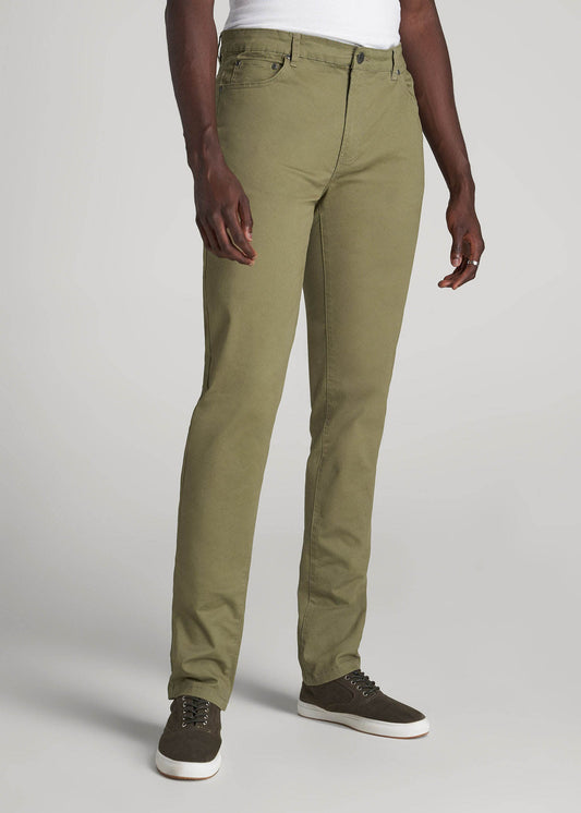 American Tall Men Dylan Slim Fit Five-Pocket Pants For Tall Men in Fatigue Green