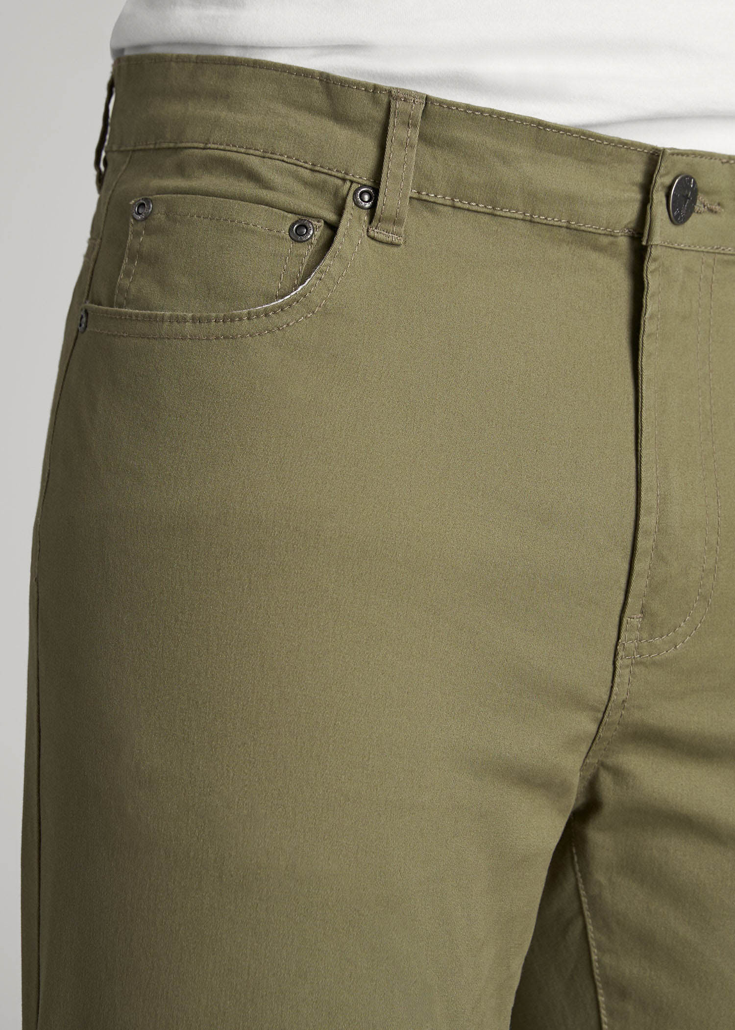 American Tall Men Dylan Slim Fit Five-Pocket Pants For Tall Men in Fatigue Green