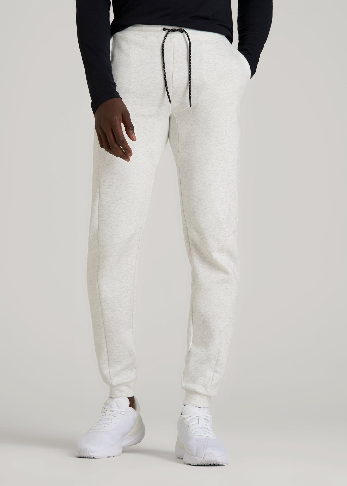 American Tall Men Tech Motion Fleece Joggers for Tall Men in Heather Frost