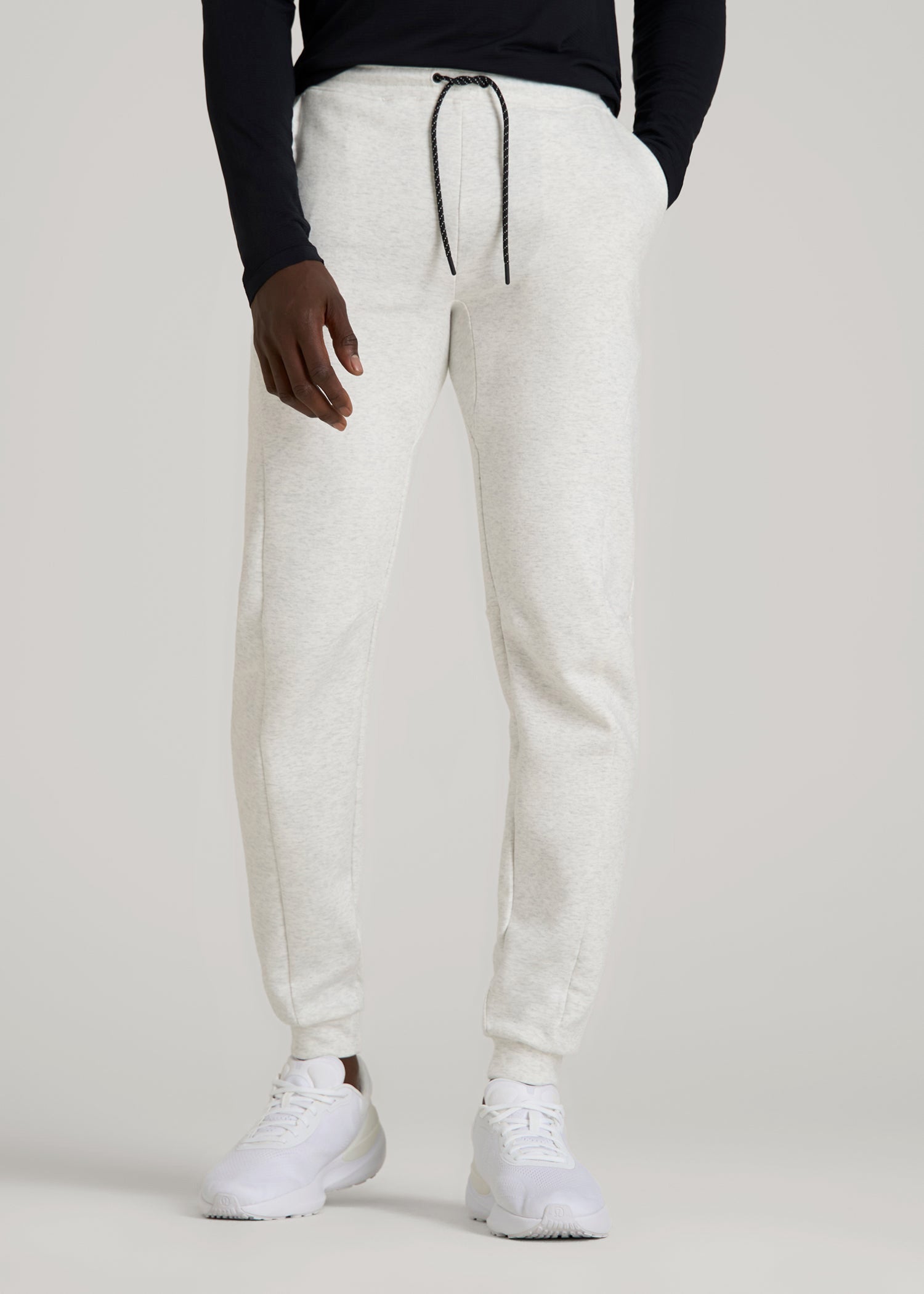 American Tall Men Tech Motion Fleece Joggers for Tall Men in Heather Frost