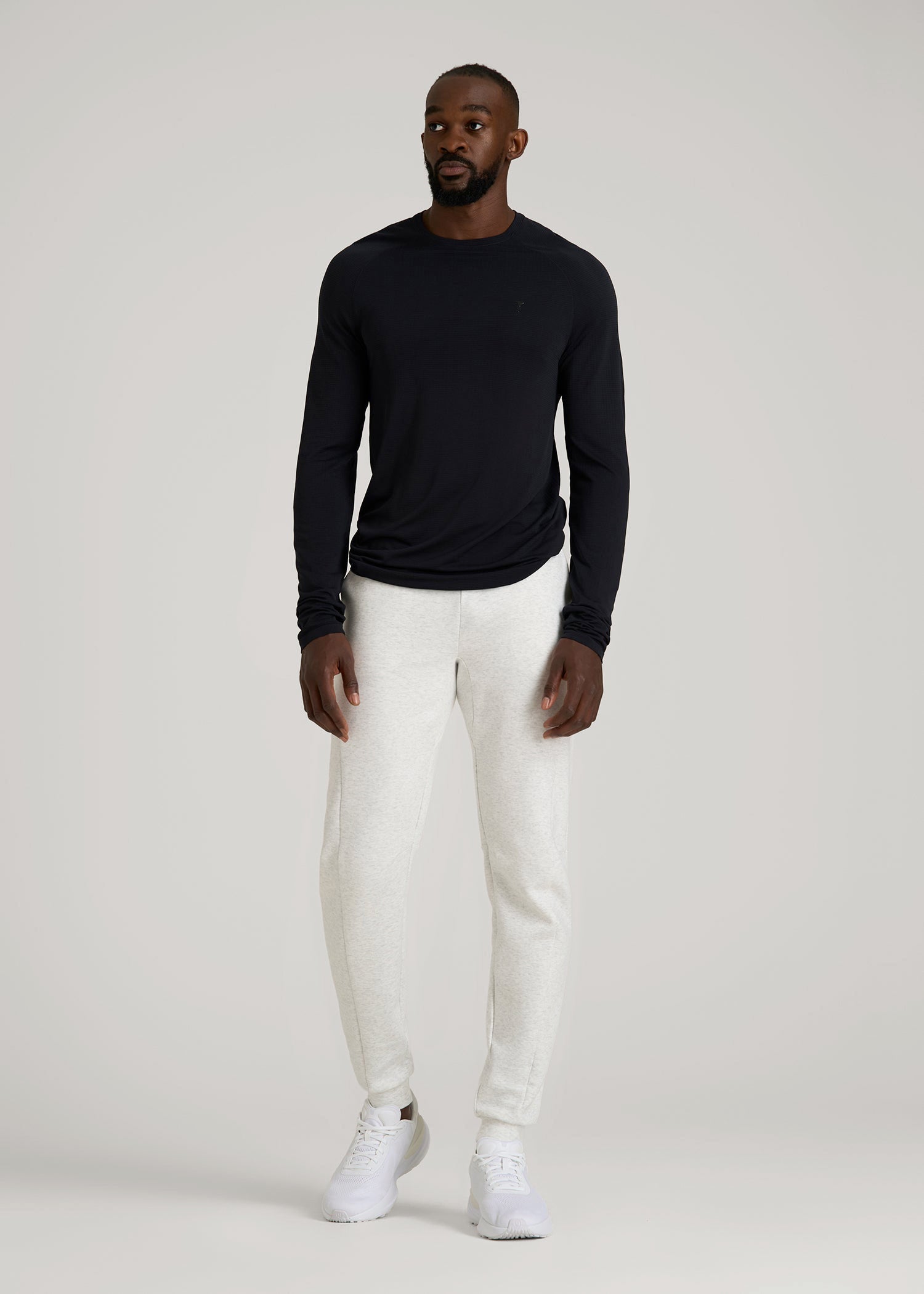 American Tall Men Tech Motion Fleece Joggers for Tall Men in Heather Frost