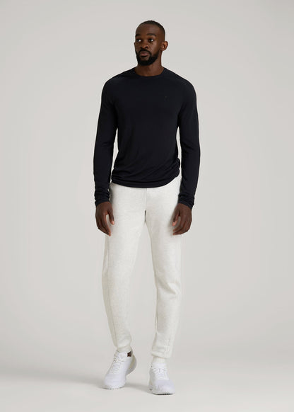 American Tall Men Tech Motion Fleece Joggers for Tall Men in Heather Frost