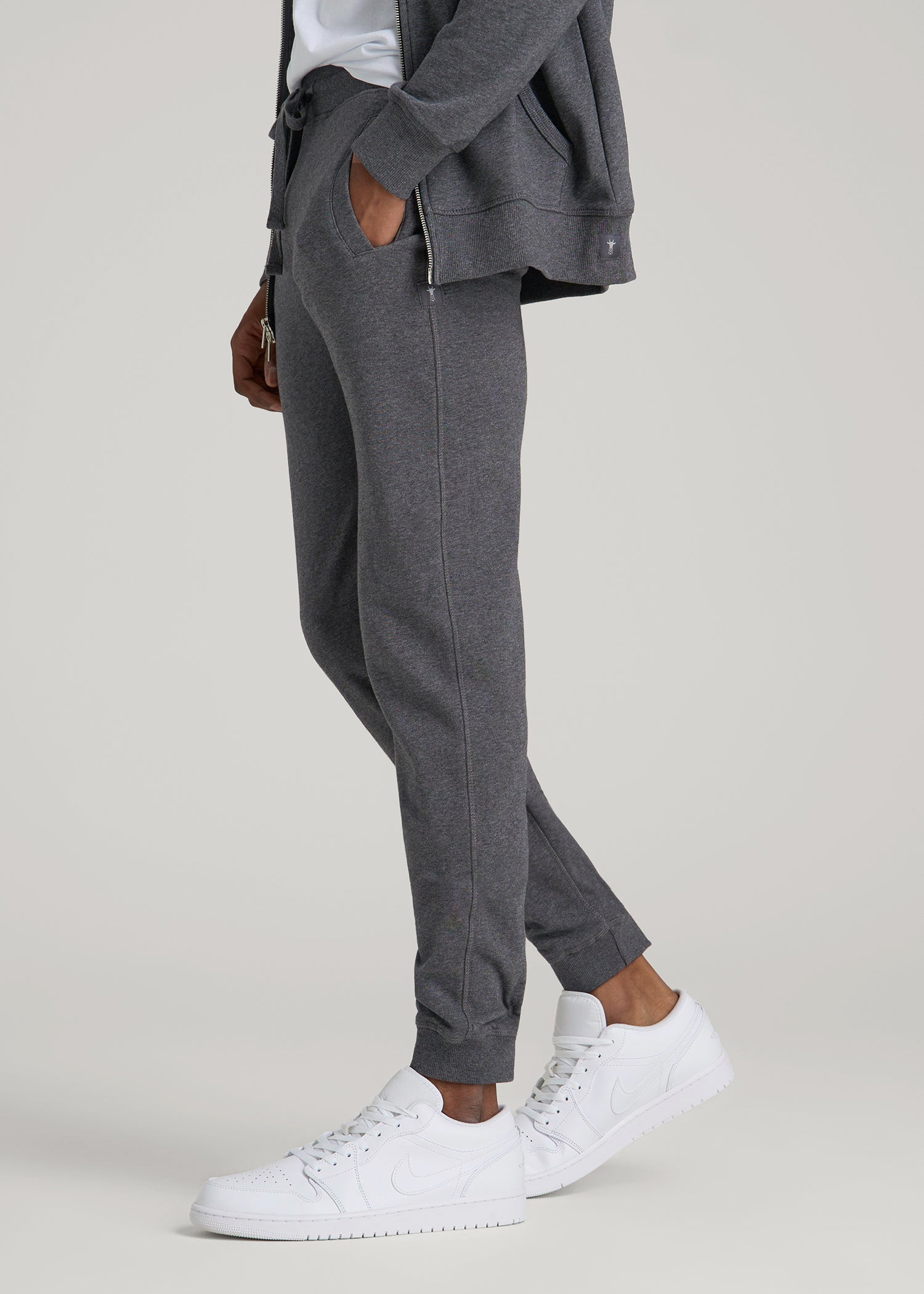 American Tall Men Wearever 2.0 French Terry Joggers for Tall Men in Charcoal Mix