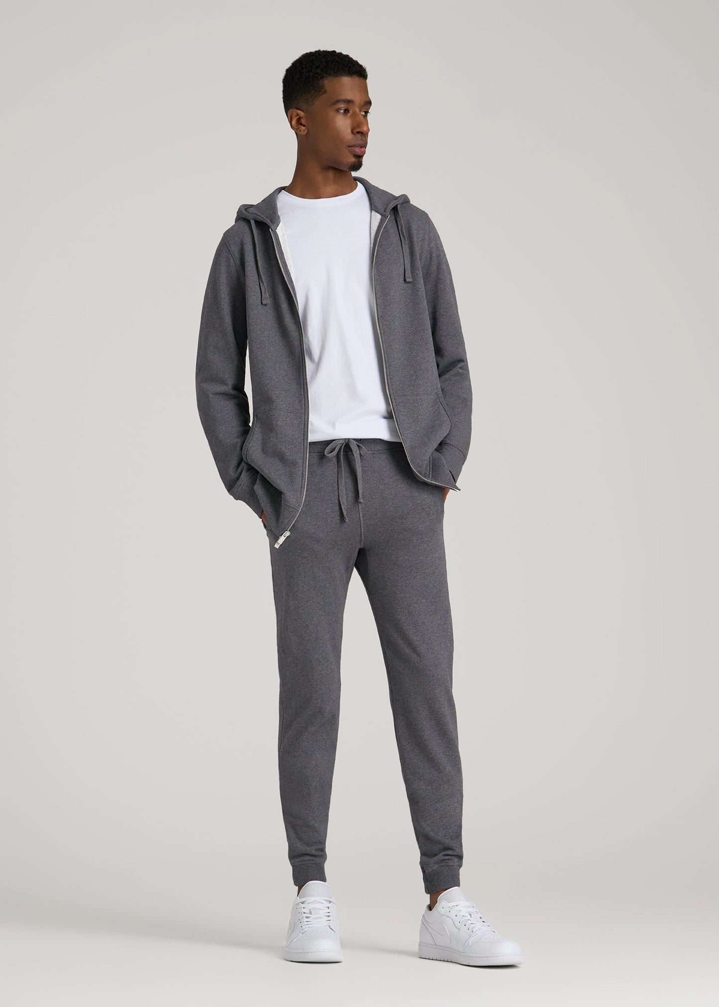 American Tall Men Wearever 2.0 French Terry Joggers for Tall Men in Charcoal Mix