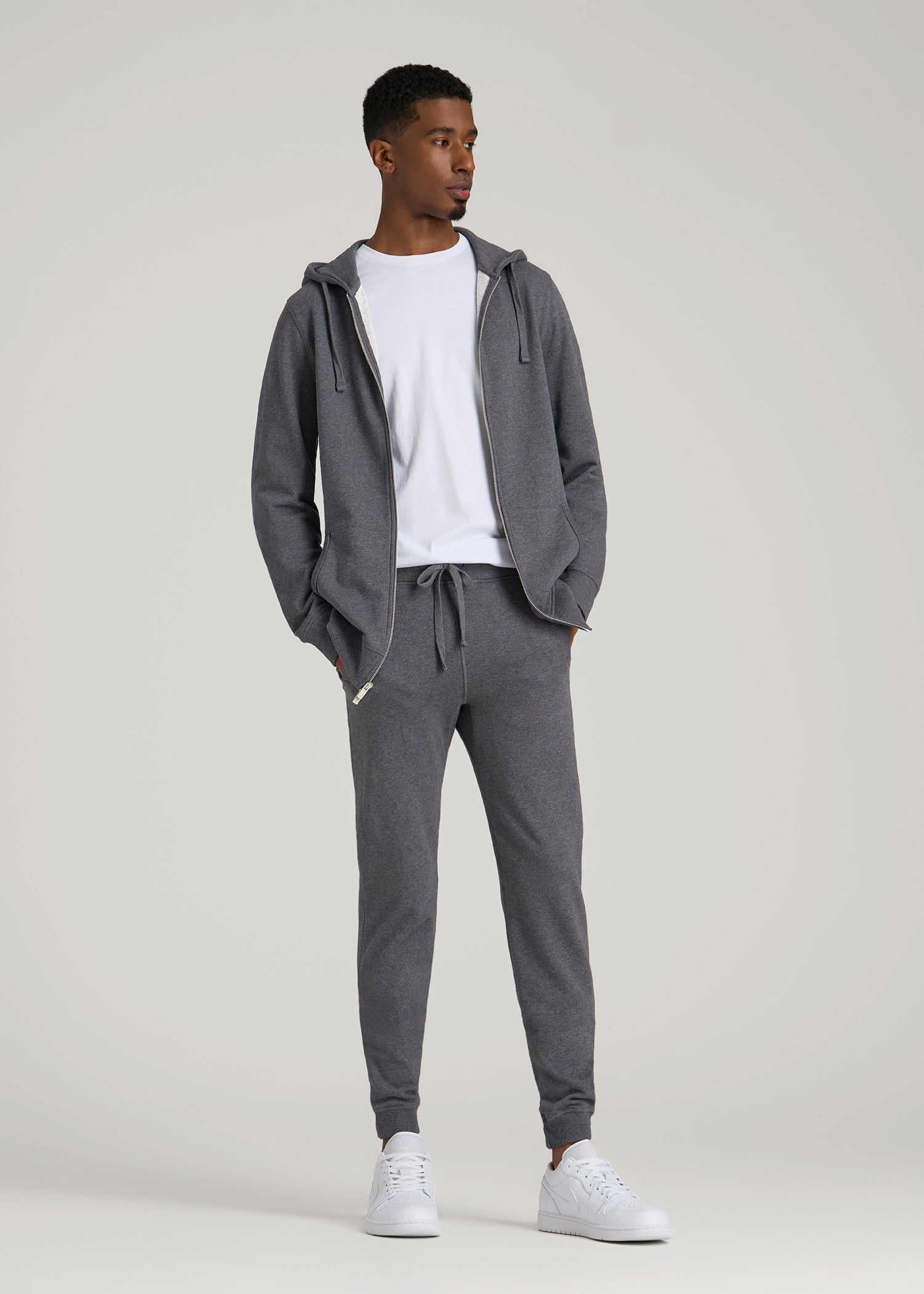 American Tall Men Wearever 2.0 French Terry Joggers for Tall Men in Charcoal Mix
