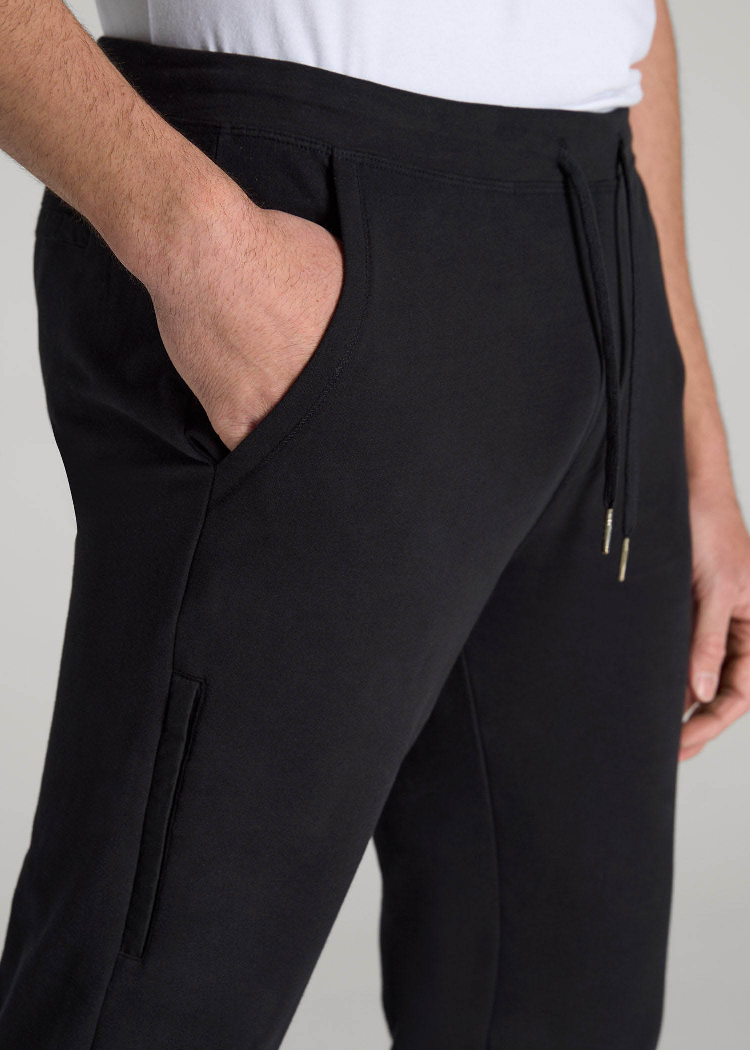 American Tall Men Microsanded French Terry Sweatpants for Tall Men in Black
