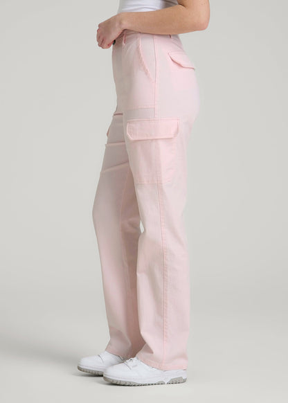 American Tall Men|Women Straight Leg Cargo Chino Pants for Tall Women in Barely Pink