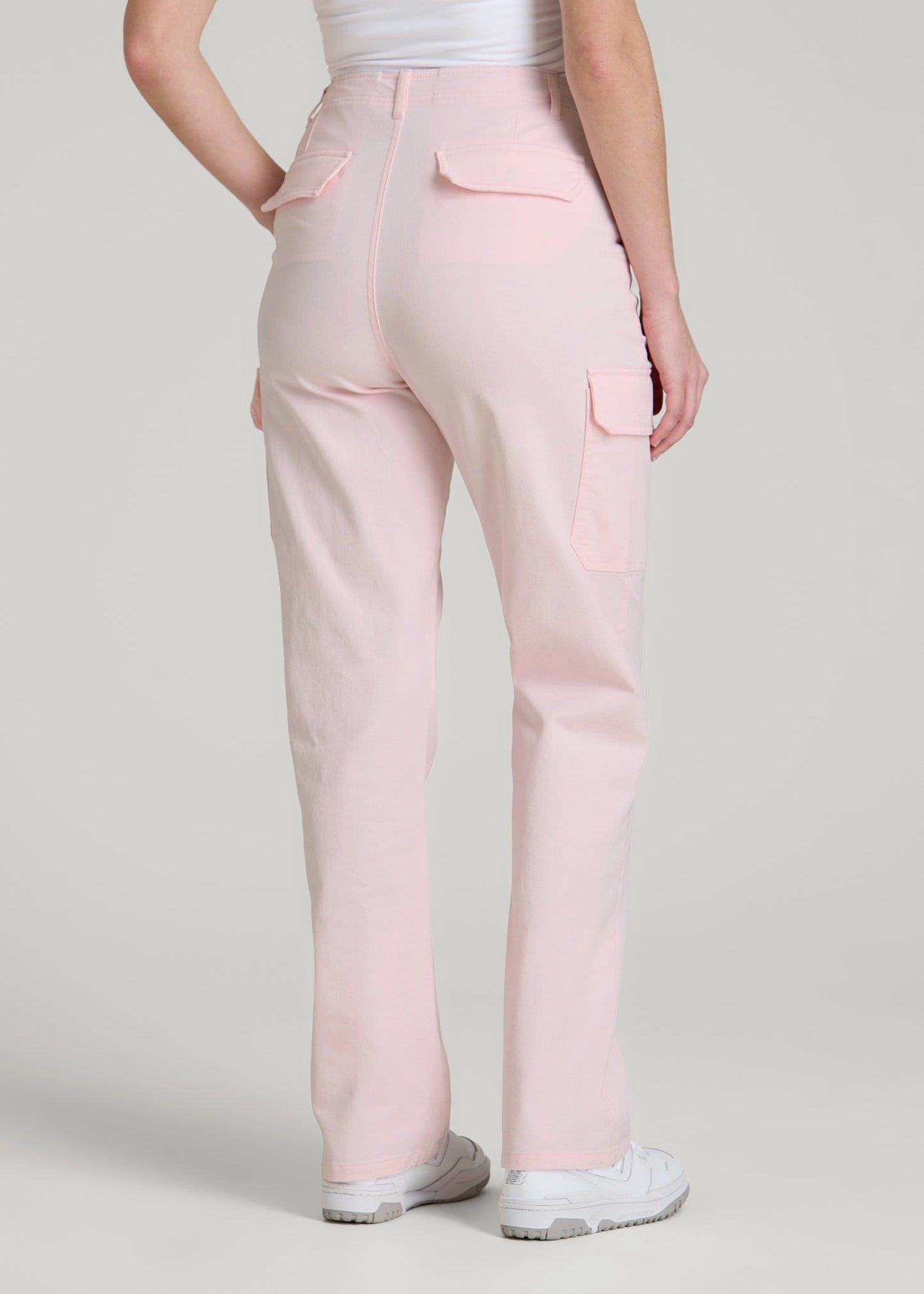 American Tall Men|Women Straight Leg Cargo Chino Pants for Tall Women in Barely Pink