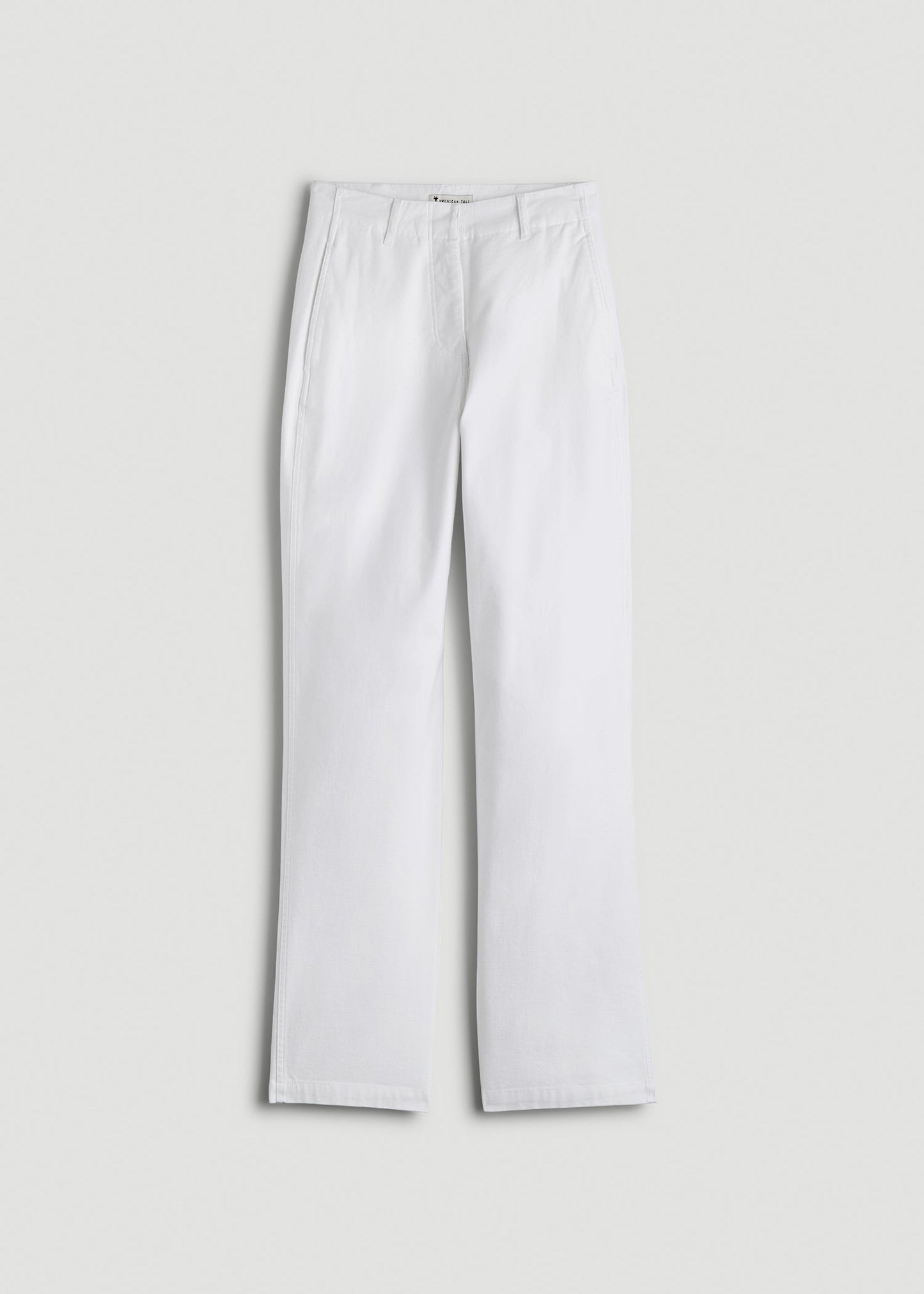 American Tall Men|Women High Rise Wide Leg Flat Front Chinos for Tall Women in White