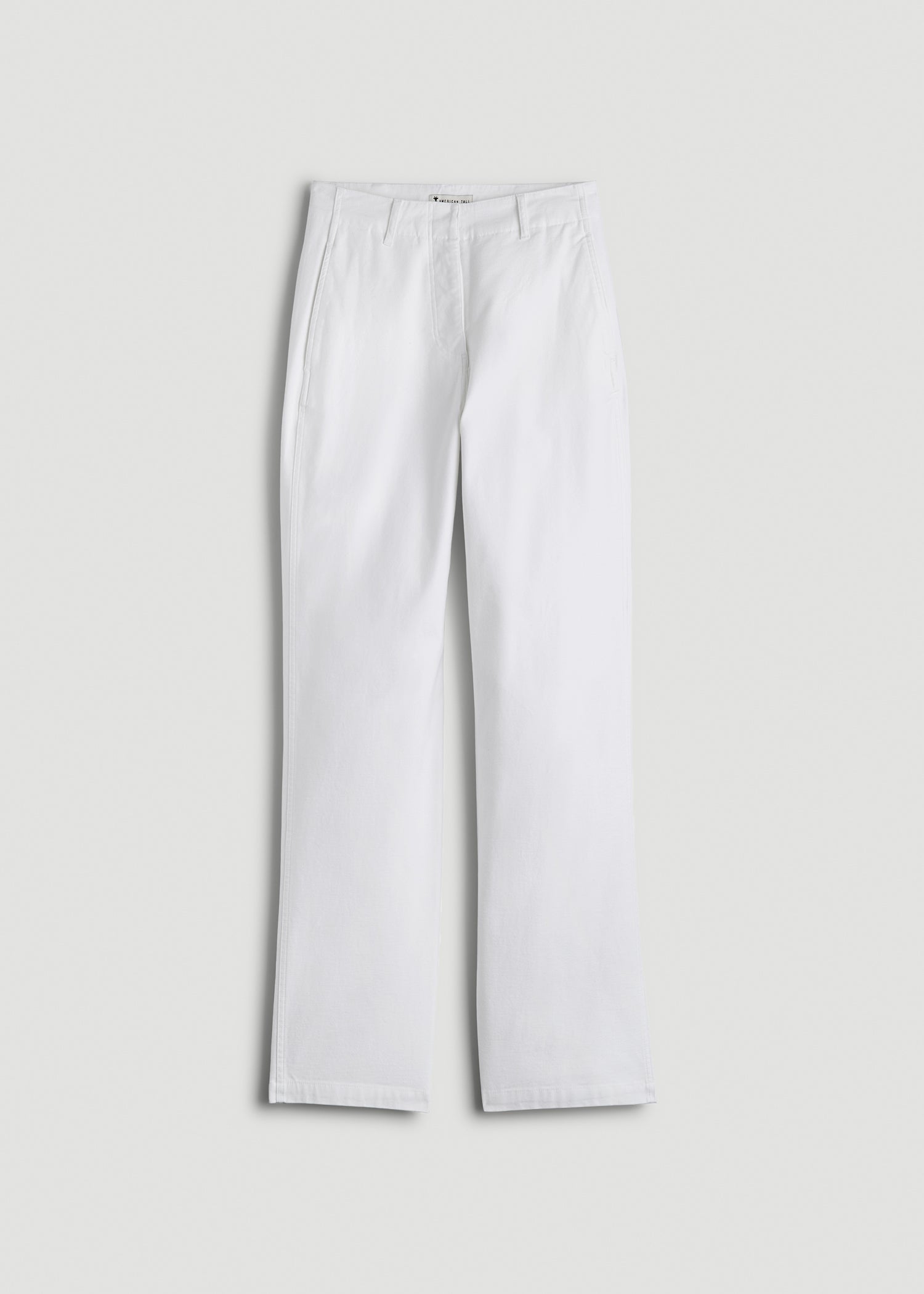 American Tall Men|Women High Rise Wide Leg Flat Front Chinos for Tall Women in White