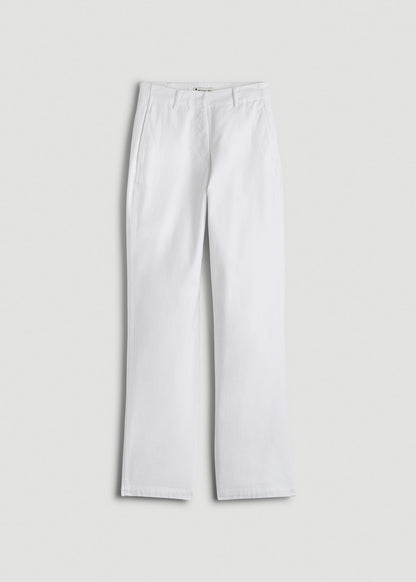 American Tall Men|Women High Rise Wide Leg Flat Front Chinos for Tall Women in White