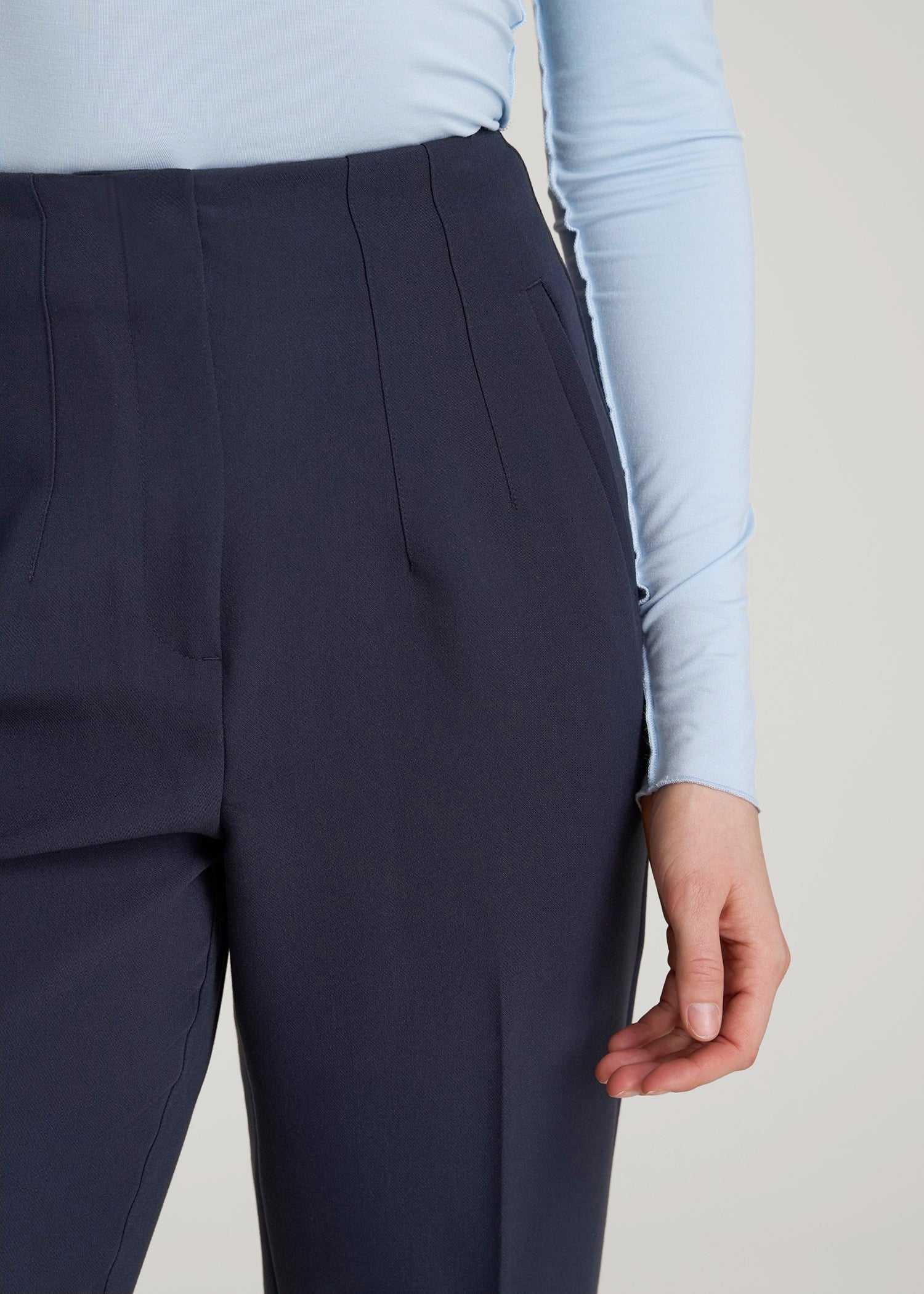 American Tall Men|Women High Rise Pants with Darts for Tall Women in Navy