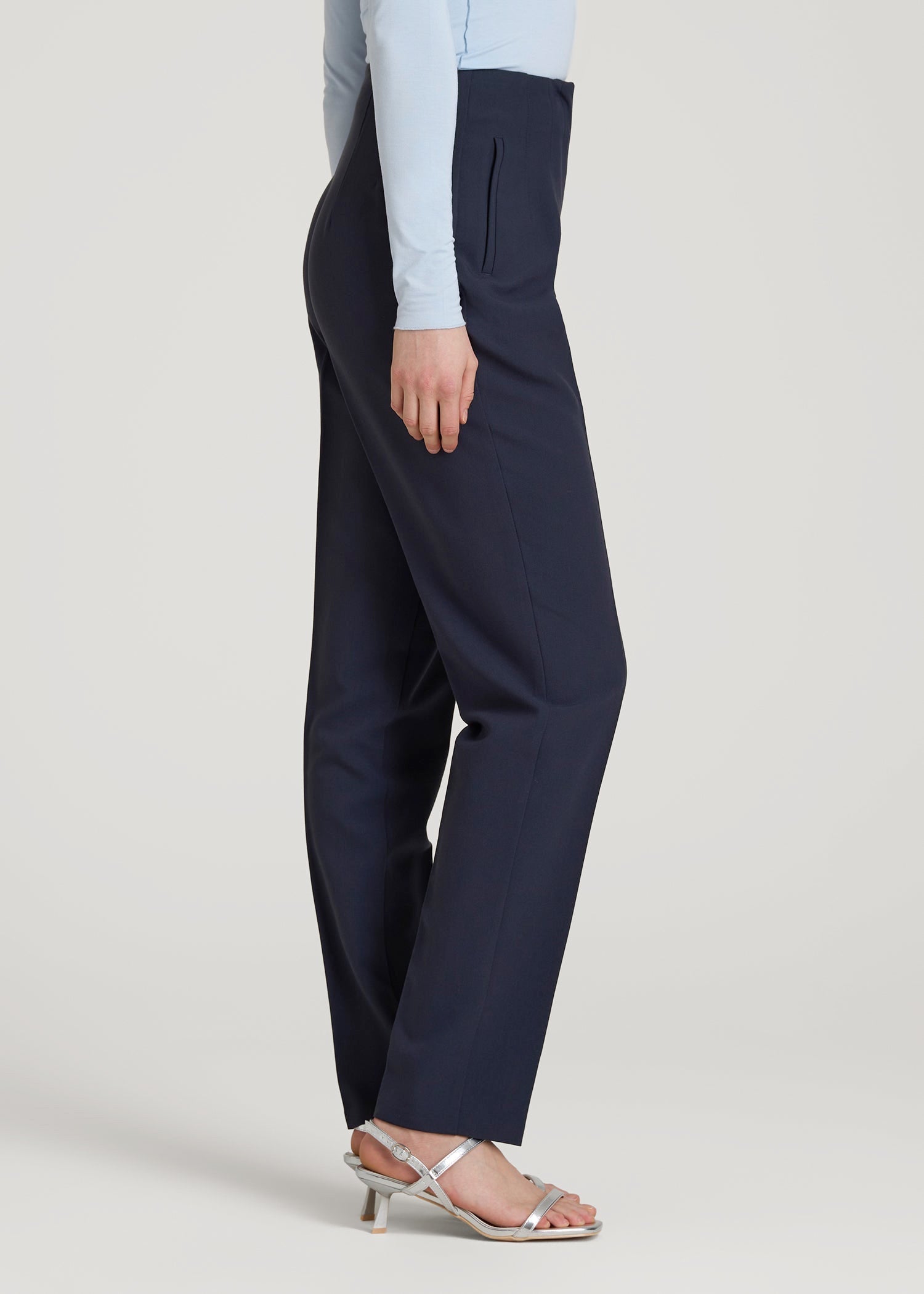 American Tall Men|Women High Rise Pants with Darts for Tall Women in Navy