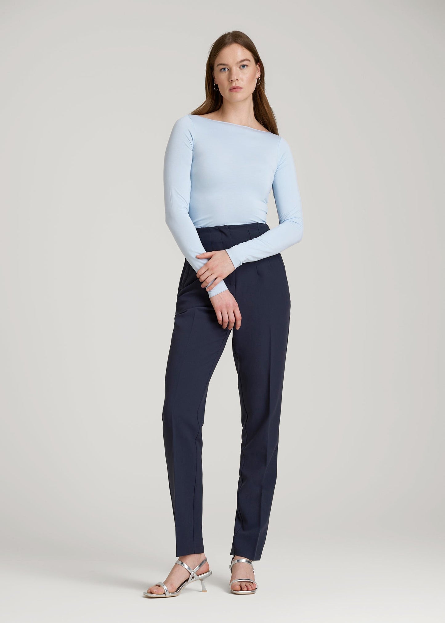 American Tall Men|Women High Rise Pants with Darts for Tall Women in Navy