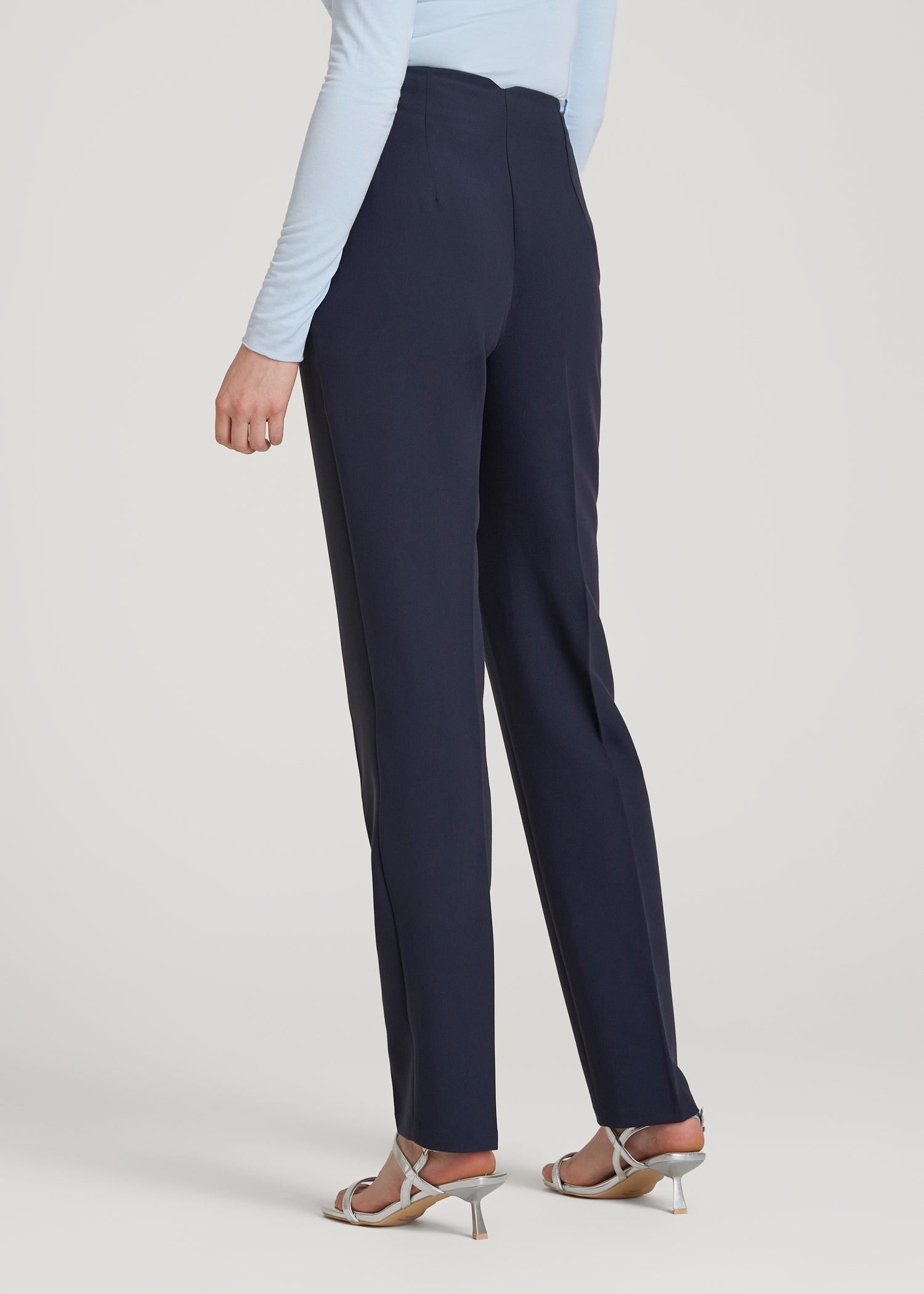 American Tall Men|Women High Rise Pants with Darts for Tall Women in Navy