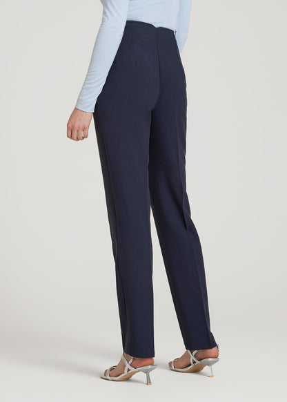 American Tall Men|Women High Rise Pants with Darts for Tall Women in Navy