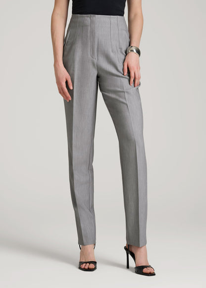 American Tall Men|Women High Rise Pants with Darts for Tall Women in Ash Grey Mix