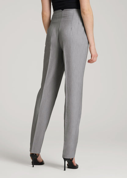 American Tall Men|Women High Rise Pants with Darts for Tall Women in Ash Grey Mix
