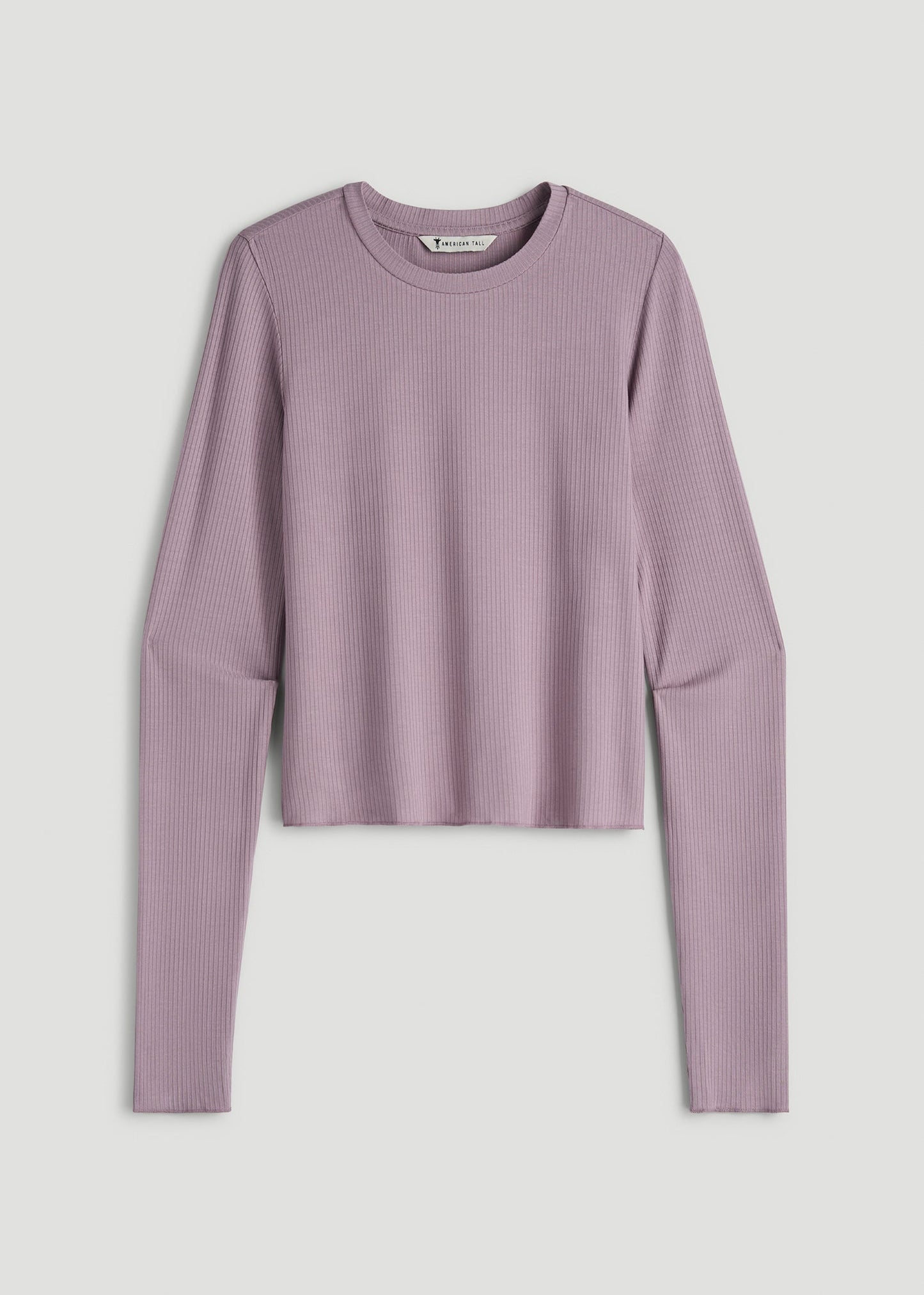 American Tall Women Lightweight Ribbed Cropped Lounge Top for Tall Women in Smoked Mauve