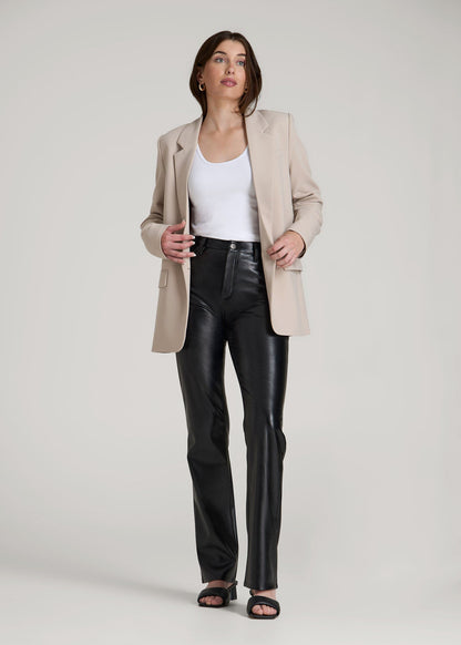 American Tall Women True Touch Leather Straight Leg Pants for Tall Women in Black