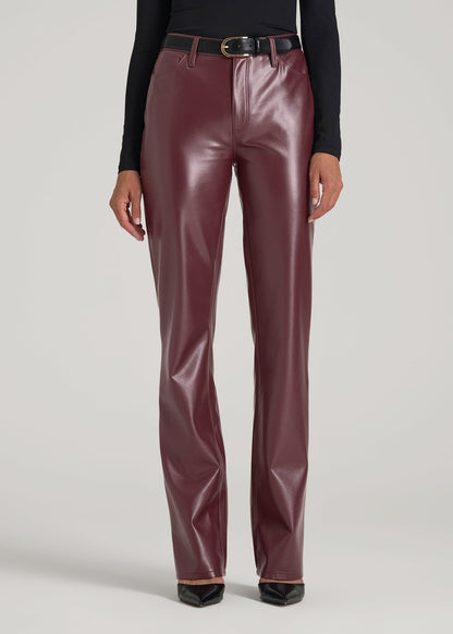 American Tall Women True Touch Leather Straight Leg Pants for Tall Women in Port Royale