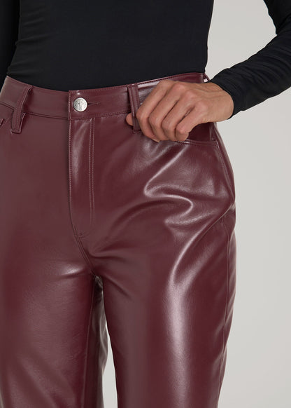 American Tall Women True Touch Leather Straight Leg Pants for Tall Women in Port Royale